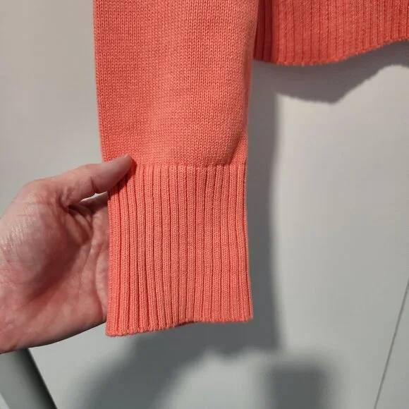 Lands End Cropped V-Neck Women's Long Sleeve Coral Cardigan- Small - Picture 5 of 5